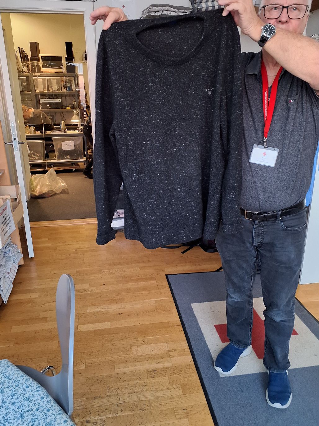 Gant Striktrøje sort/grånistret